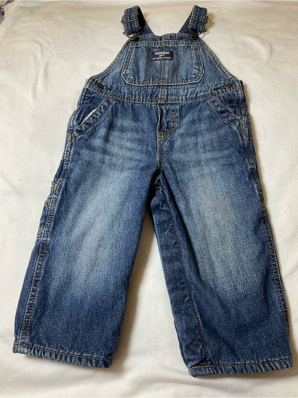 OshKosh B'gosh Classic Boys Denim Overalls in Faded Blue